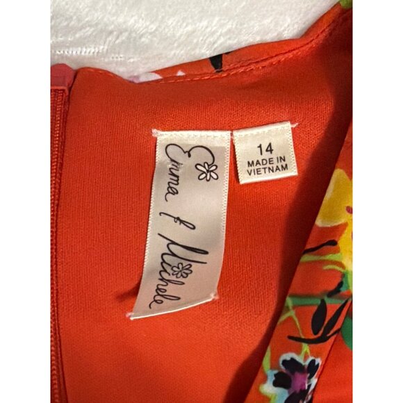 Floral Sleeveless Dress Size 14 Orange Multicolor Easter spring summer - Picture 3 of 5